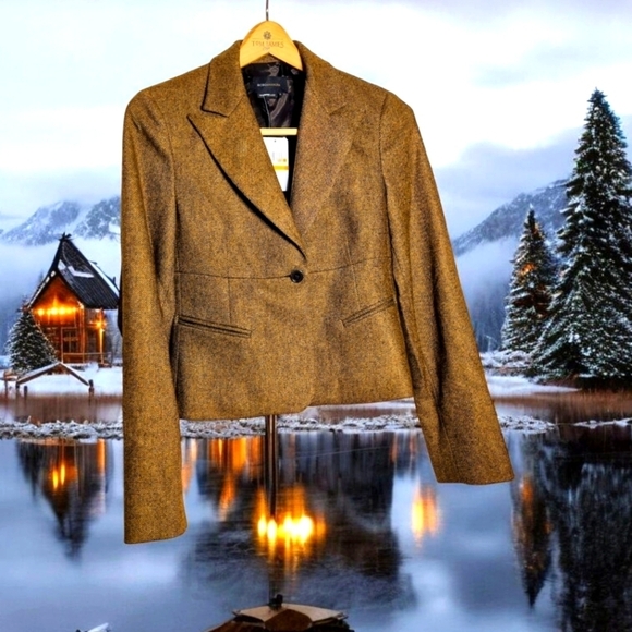 BCBGMaxAzria Jackets & Blazers - BCBG Maxazria Marilyn Sz S Tweed Women's Brown Blazer Jacket NWT